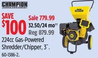 Canadian Tire Champion Power Equipment 224cc Gas-Powered Shredder/Chipper 3˝ offer