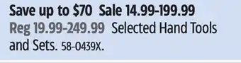 Canadian Tire Selected Hand Tools and Sets offer