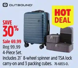 Canadian Tire Outbound 4-Piece Set. Includes 21˝ 8-wheel spinner and TSA lock carry-on and 3 packing cubes offer