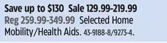 Canadian Tire Selected Home Mobility/Health Aids offer