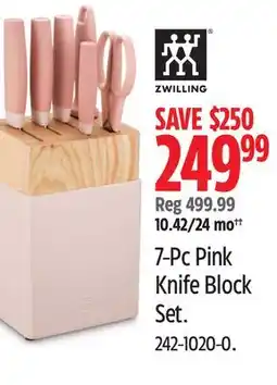 Canadian Tire Zwilling 7-Pc Pink Knife Block Set offer