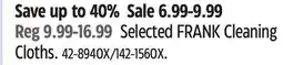 Canadian Tire Selected FRANK Cleaning Cloths offer