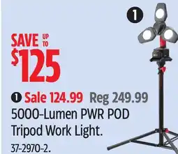 Canadian Tire Motomaster 5000-Lumen PWR POD Tripod Work Light offer