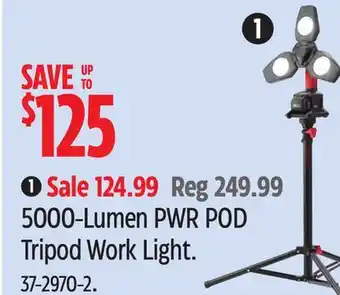 Canadian Tire Motomaster 5000-Lumen PWR POD Tripod Work Light offer