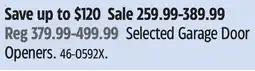 Canadian Tire chamberlain Selected Garage Door Openers offer