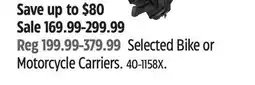 Canadian Tire Selected Bike or Motorcycle Carriers offer