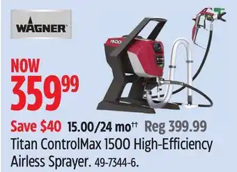 Canadian Tire Wagner Titan ControlMax 1500 High-Efficiency Airless Sprayer offer