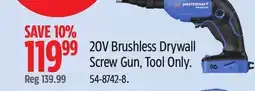Canadian Tire Mastercraft 20V Brushless Drywall Screw Gun offer