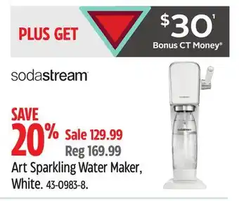 Canadian Tire sodastream Art Sparkling Water Maker, White offer