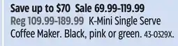 Canadian Tire Keurig K-Mini Single Serve Coffee Maker offer