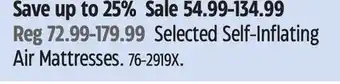 Canadian Tire Selected Self-Inflating Air Mattresses offer