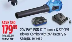 Canadian Tire 20V PWR POD 12 Trimmer & 370 CFM Blower Combo with 2Ah Battery offer