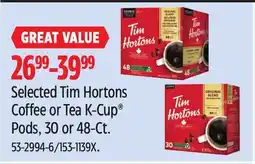 Canadian Tire Keurig Selected Tim Hortons Coffee or Tea K-Cup Pods offer