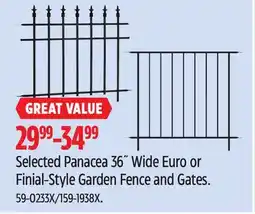 Canadian Tire Selected Panacea 36˝ Wide Euro or Finial-Style Garden Fence and Gates offer