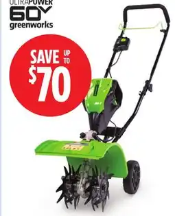 Canadian Tire Greenworks 60V Tiller, 8 with offer