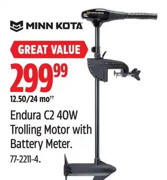 Canadian Tire Minn Kota Endura C2 40W Trolling Motor with Battery Meter offer