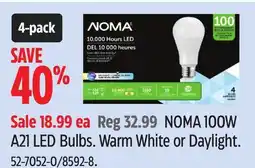 Canadian Tire NOMA 100W A21 LED Bulbs offer