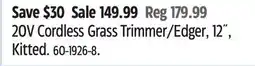 Canadian Tire Worx 20V Cordless Grass Trimmer/Edger, 12˝, Kitted offer