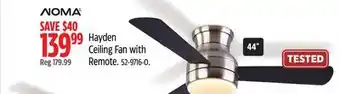 Canadian Tire Noma Hayden Ceiling Fan with Remote offer