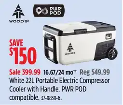 Canadian Tire Woods White 22L Portable Electric Compressor Cooler with Handle offer