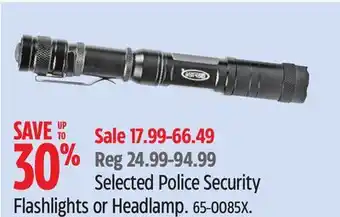 Canadian Tire police-security Selected Police Security Flashlights or Headlamp offer