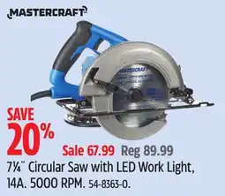 Canadian Tire Mastercraft 71⁄4˝ Circular Saw with LED Work Light offer