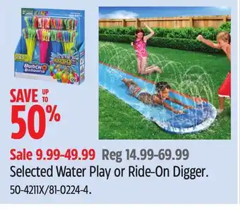Canadian Tire FUNSICLE Selected Water Play or Ride-On Digger offer