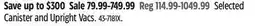 Canadian Tire Selected Canister and Upright Vacs offer