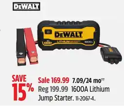 Canadian Tire Dewalt 1600A Lithium Jump Starter offer
