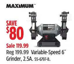 Canadian Tire Maximum Variable-Speed 6˝ Grinder, 2.5A offer