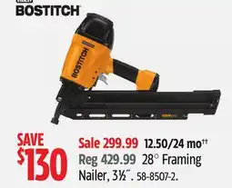 Canadian Tire Bostitch 28° Framing Nailer offer