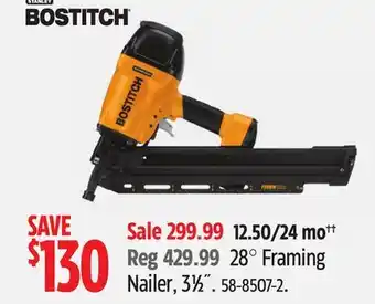 Canadian Tire Bostitch 28° Framing Nailer offer