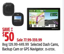 Canadian Tire Selected Dash Cams, Backup Cam or GPS Navigator offer