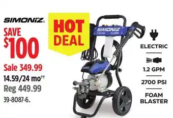 Canadian Tire Simoniz Pressure Washer offer
