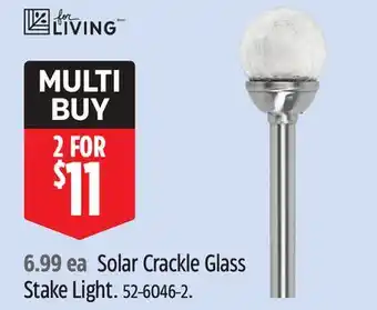 Canadian Tire For Living Solar Crackle Glass Stake Light offer