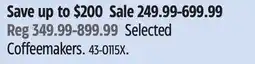 Canadian Tire Delonghi Selected Coffeemakers offer