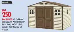 Canadian Tire Duramax Woodside Vinyl Resin Shed, 10.5-ftx 8-ft offer