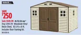 Canadian Tire Duramax Woodside Vinyl Resin Shed, 10.5-ftx 8-ft offer