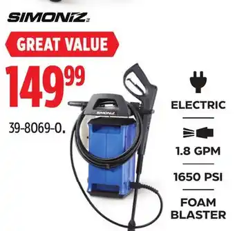 Canadian Tire Simoniz Water #Electric Pressure Washer offer