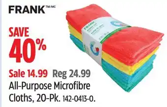 Canadian Tire Frank All-Purpose Microfibre Cloths, 20-Pk offer
