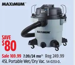 Canadian Tire Maximum 45L Portable Wet/Dry Vac offer