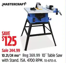 Canadian Tire Mastercraft 10˝ Table Saw with Stand offer