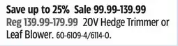 Canadian Tire Certified 20V Hedge Trimmer or Leaf Blower offer