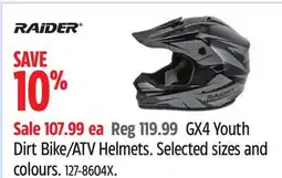 Canadian Tire RAIDER GX4 Youth Dirt Bike/ATV Helmets offer