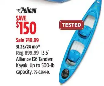 Canadian Tire Pelican 13.5' Alliance 136 Tandem Kayak offer