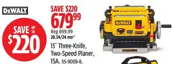 Canadian Tire Dewalt 13˝ Three-Knife,Two-Speed Planer, 15A offer