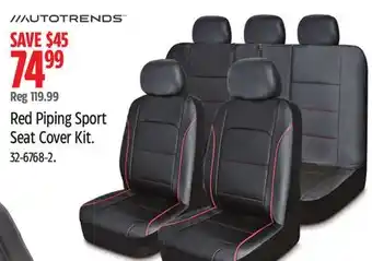 Canadian Tire Autotrends Red Piping Sport Seat Cover Kit offer
