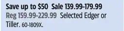 Canadian Tire Selected Edger or Tiller offer