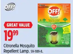Canadian Tire Off Citronella Mosquito Repellent Lamp offer
