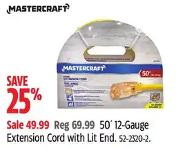 Canadian Tire Mastercraft 50´ 12-Gauge Extension Cord with Lit End offer